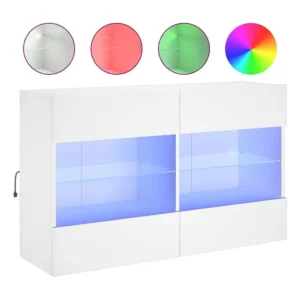 Móvel de parede para TV com luzes LED 98,5x30x60,5 cm branco