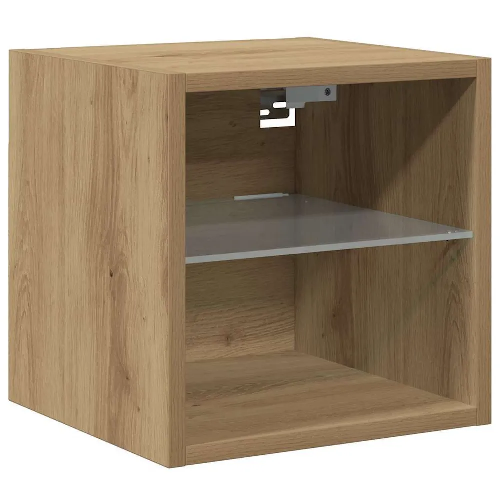 Móvel parede para TV com luzes LED 30x28,5x30cm carvalho artesanal