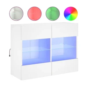 Móvel de parede para TV com luzes LED 78,5x30x60,5 cm branco
