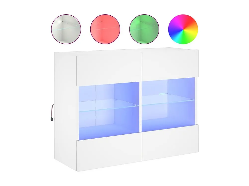 Móvel de parede para TV com luzes LED 78,5x30x60,5 cm branco