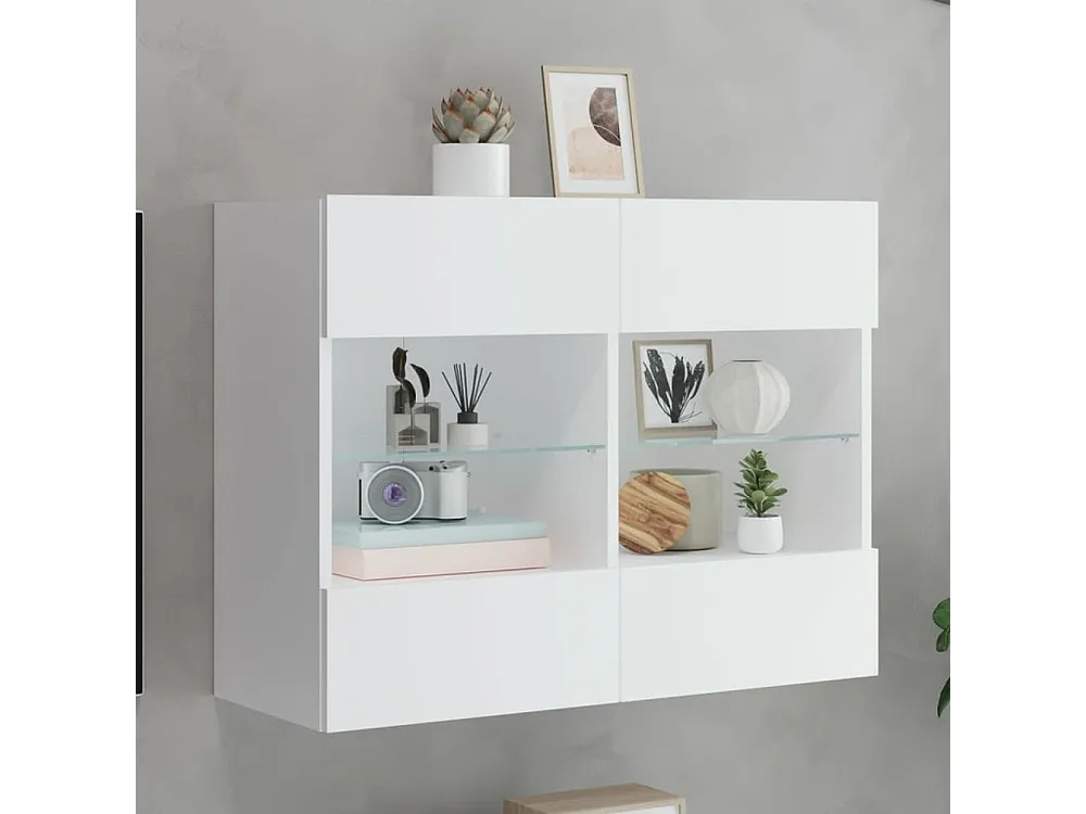 Móvel de parede para TV com luzes LED 78,5x30x60,5 cm branco