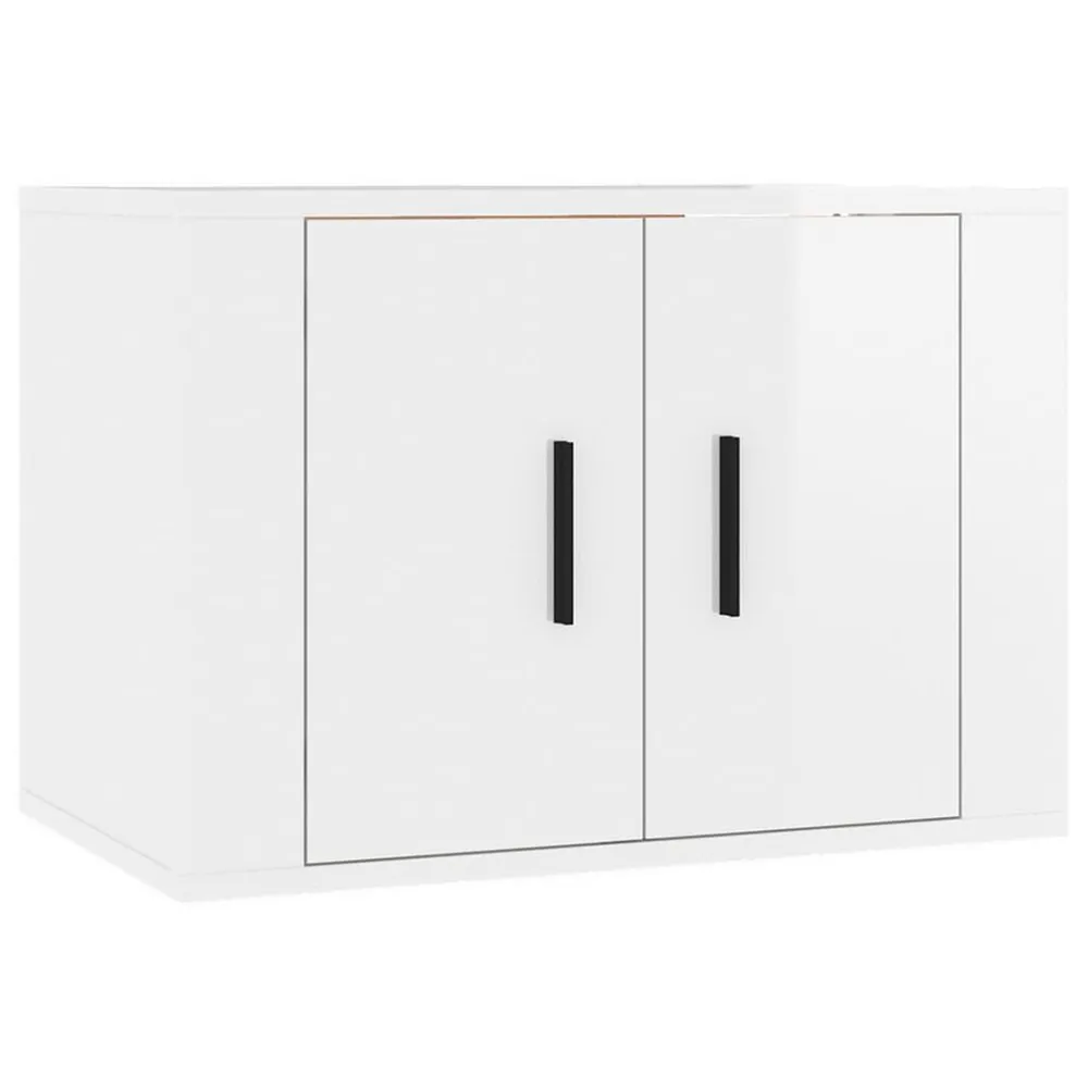3 pcs conjunto móveis de TV madeira processada branco resplandecente