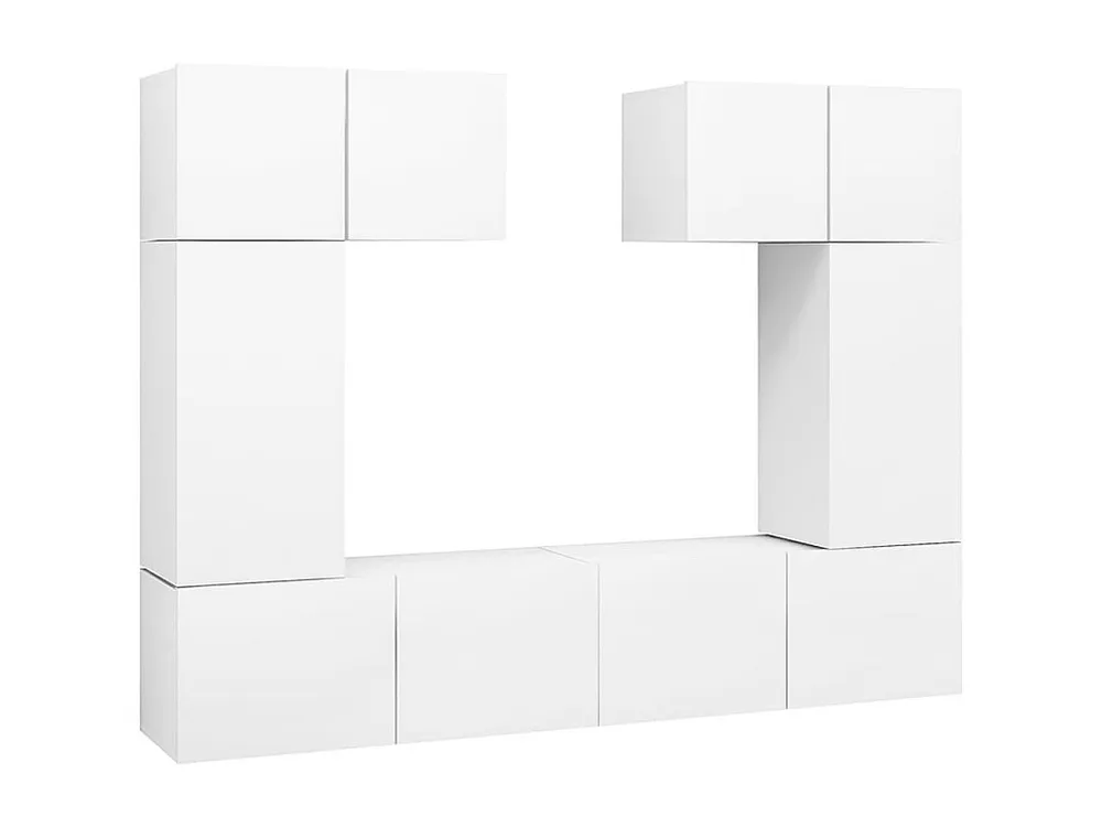 6 peças conjunto de móveis de TV contraplacado branco