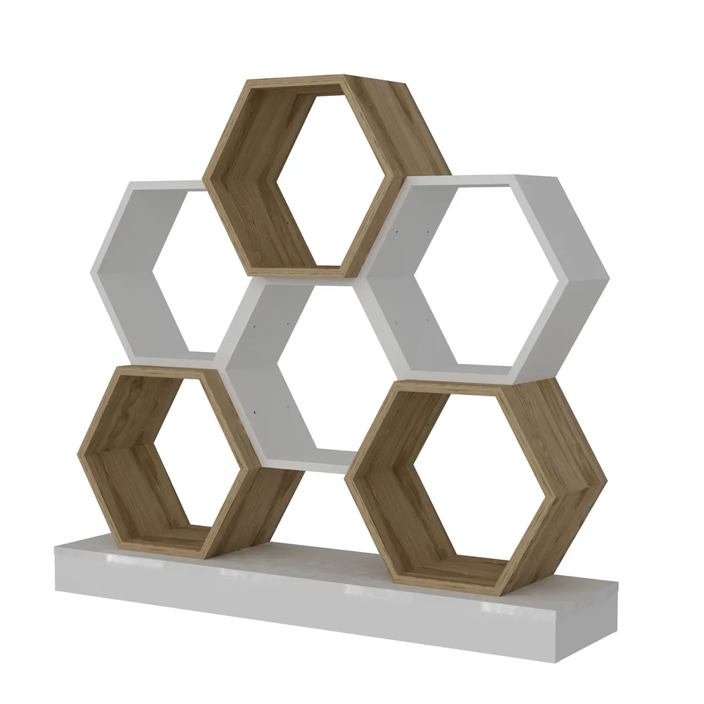 Prateleira de design Odicus L120xH109cm Madeira Clara e Branca