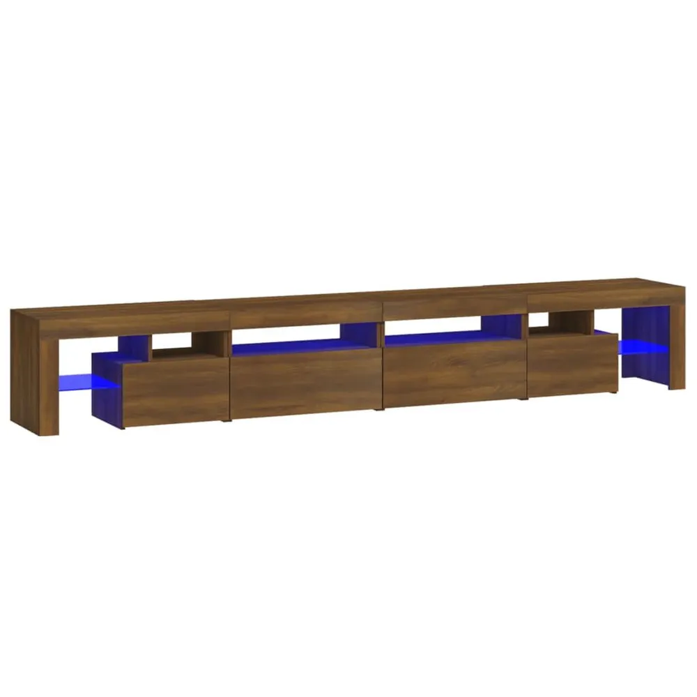 Prateleira Flutuante Móvel de TV com luzes LED 260x36,5x40 cm cor carvalho castanho