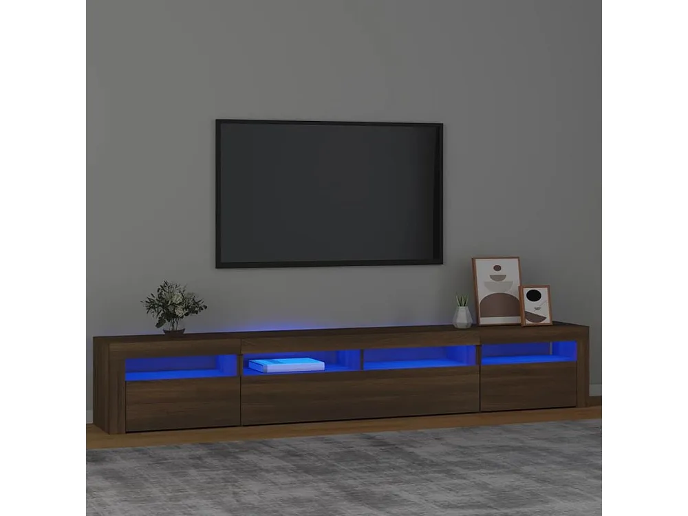Prateleira Flutuante Móvel de TV com luzes LED 240x35x40 cm cor carvalho castanho