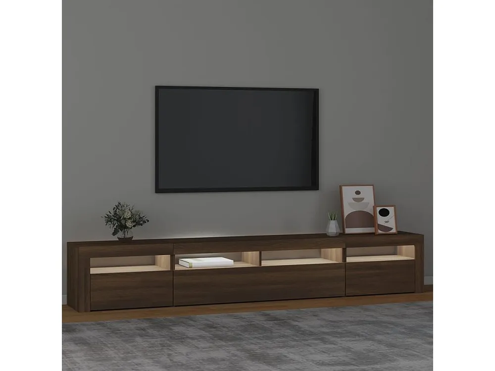 Prateleira Flutuante Móvel de TV com luzes LED 240x35x40 cm cor carvalho castanho