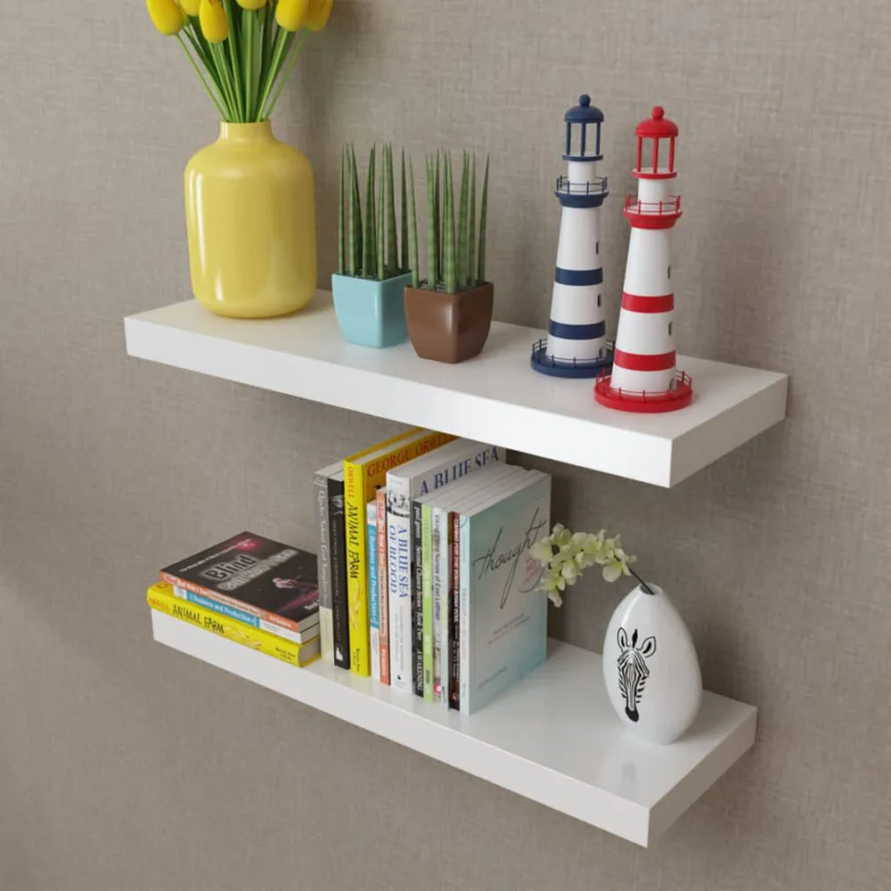 Prateleiras de parede para livrosemDVD MDF branco