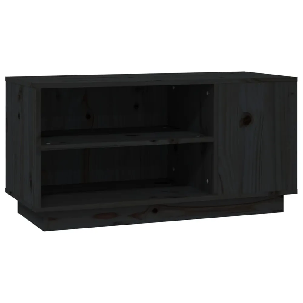 Puff de Armazenamento Móvel de TV 80x35x40,5 cm madeira de pinho maciç preto