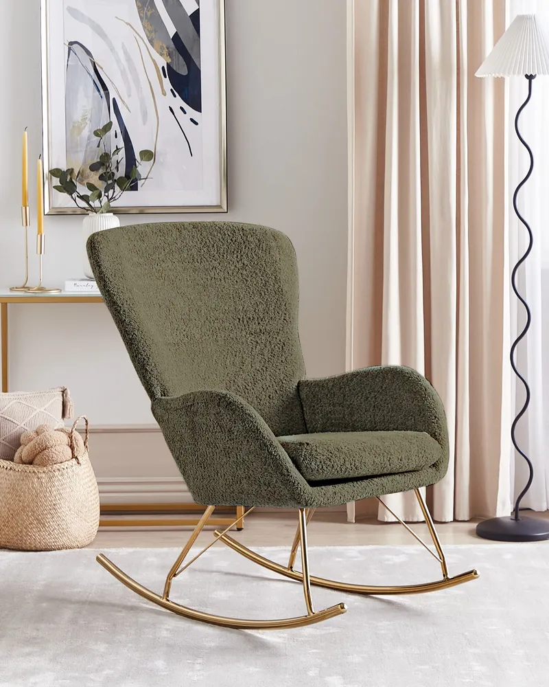Rocking Chair ANASET Boucle Dark Oliva
