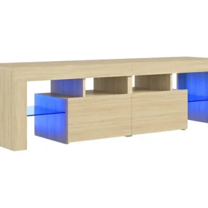 Sofá de Canto Móvel de TV com luzes LED 140x36,5x40 cm carvalho sonoma