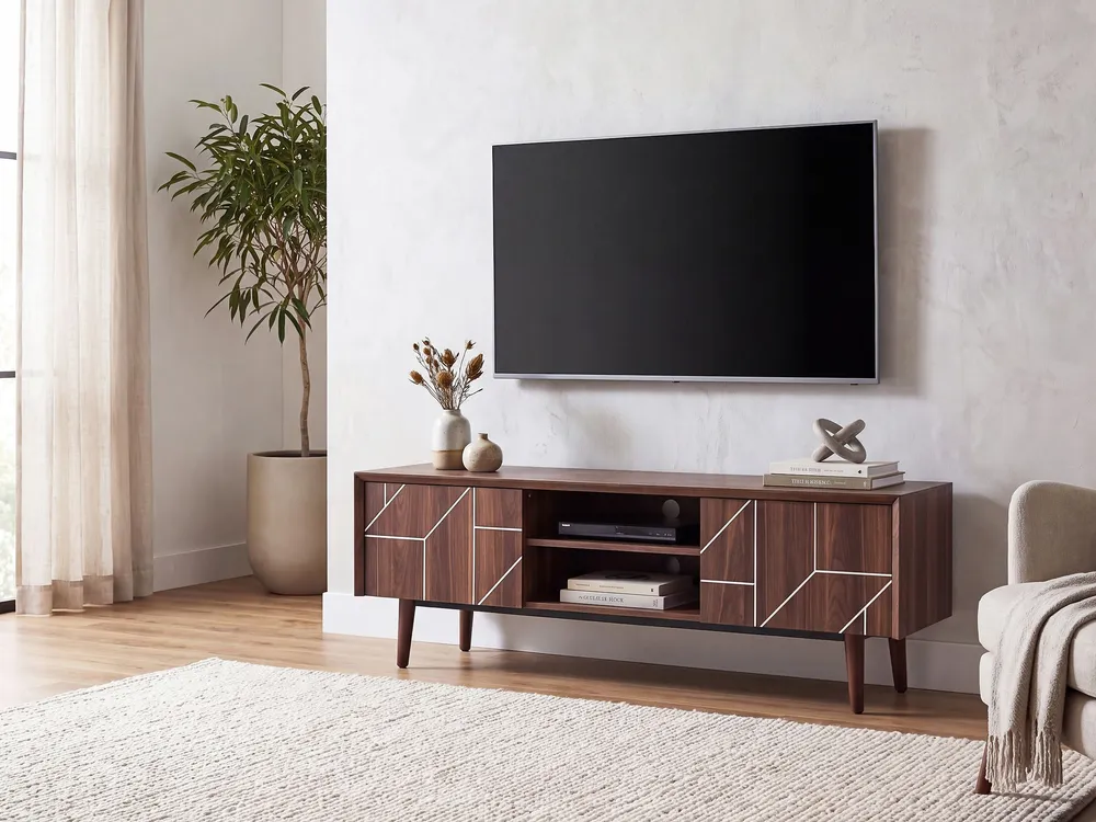 TV Stand Dark Wood FRANKLIN