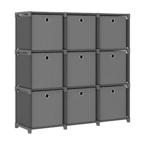 Unid. prateleiras 9 cubos com caixas 103x30x107,5cm tecido cinza