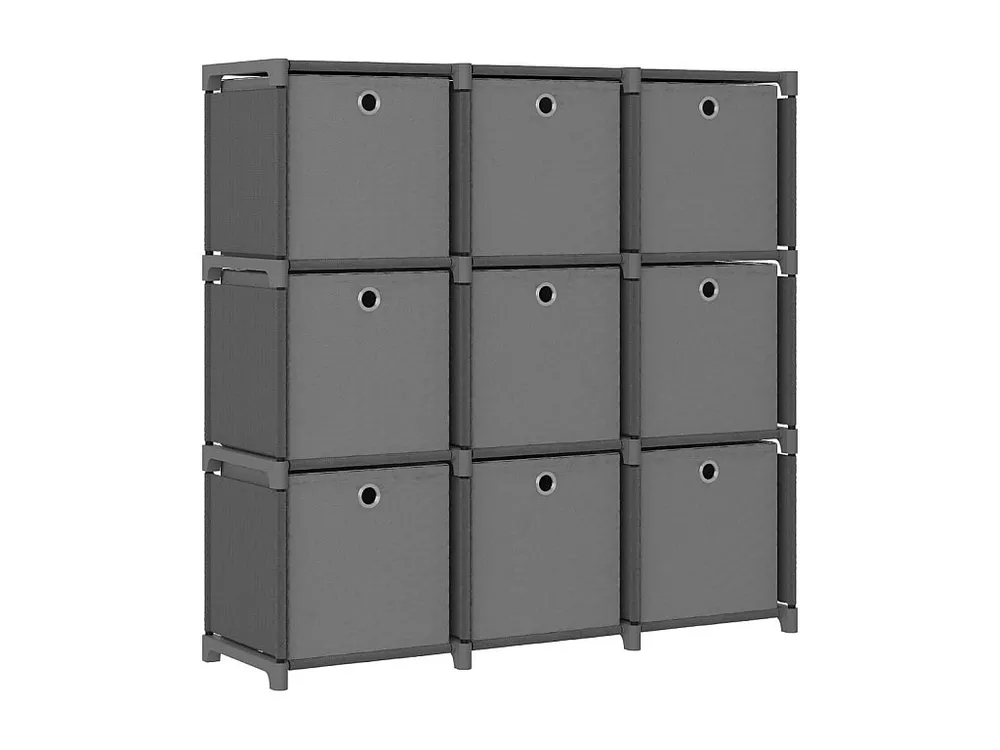 Unid. prateleiras 9 cubos com caixas 103x30x107,5cm tecido cinza