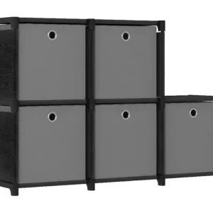 Unidade prateleira 5 cubos com caixas 103x30x72,5cm tecido preto