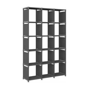 Unidade de prateleiras 15 cubos 103x30x175,5 cm tecido cinzento