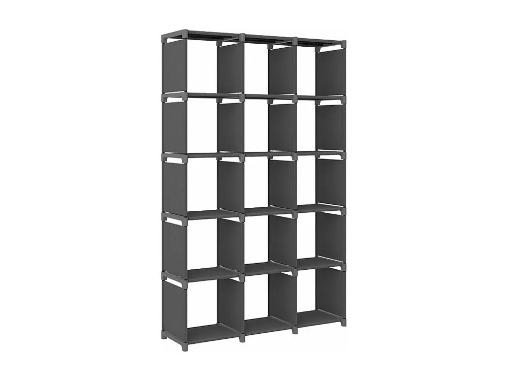 Unidade de prateleiras 15 cubos 103x30x175,5 cm tecido cinzento