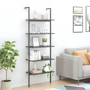 Unidade 5 prateleiras inclinadas 64x35x185 cm preto