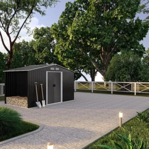 Abrigo de jardim LERY com 6 m² em ço galvanizado cinza