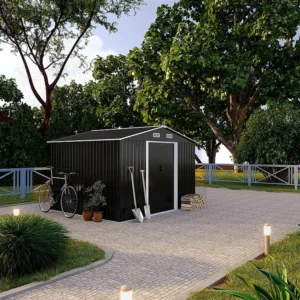 Abrigo de jardim metálico ço galvanizado cinza 8 m² MANSO