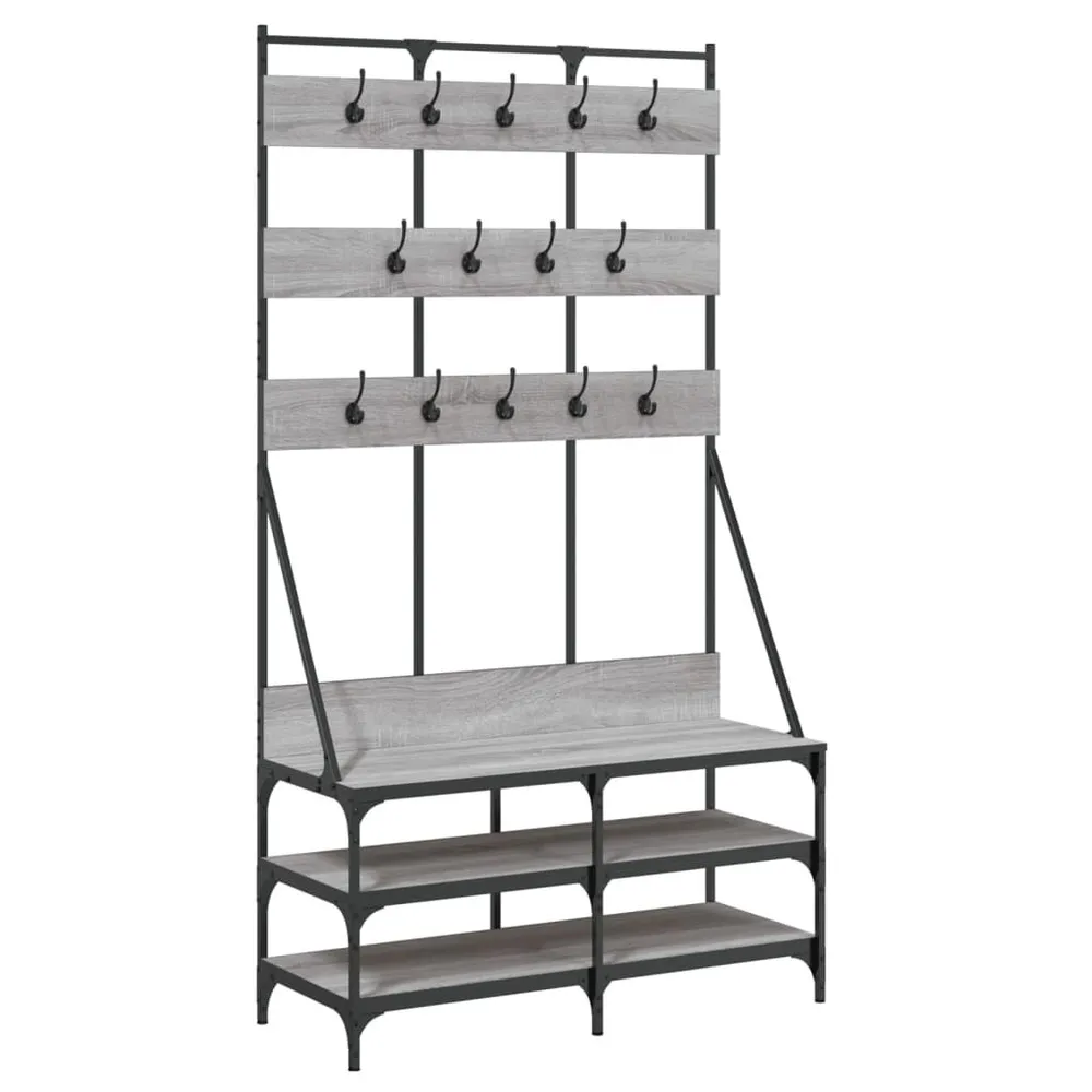 Bengaleiro com arrumação calçado 100x40x184 cm cinza sonoma