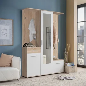 Guarda-roupa com espaços de arrumação e 1 espelho puro e branco - CAMOLA