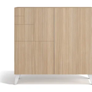 Sapateiro/Móvel organização - H87cm x L90cm x P27cm nogueira clara pernas branco - Bergen