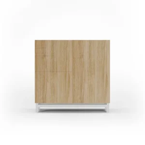 Sapateiro/Móvel organização - H90cm x L90cm x P27cm carvalho dourado pernas branco - Copenhague