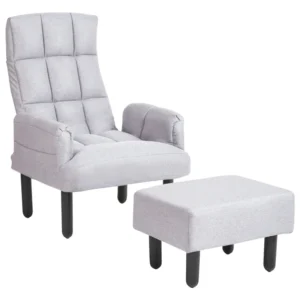 Recliner Chair OLAND Footstool Fabric Grey Madeira Maciç