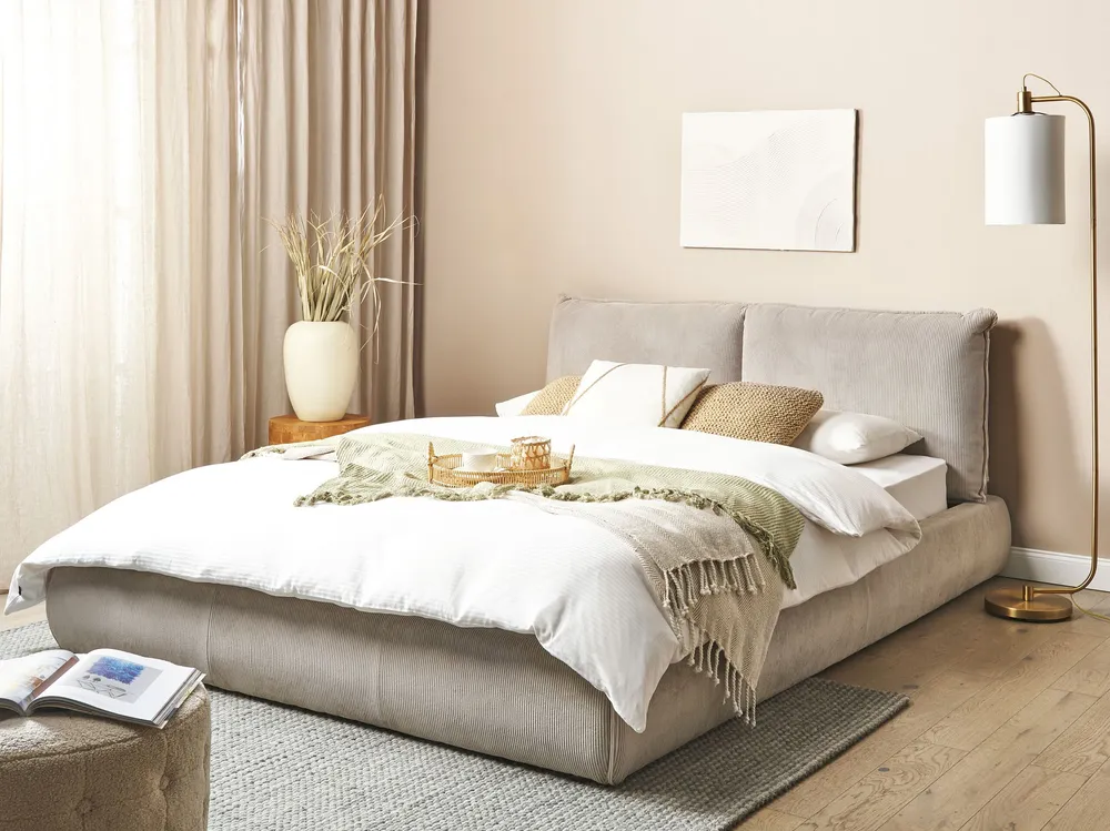 Corduroy EU King Size Waterbed Taupe VINAY