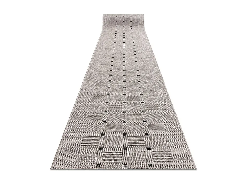 PASSADEIRA SIZAL FLOORLUX modelo 20079 prata / preto 80x380 cm Resistente Manchas