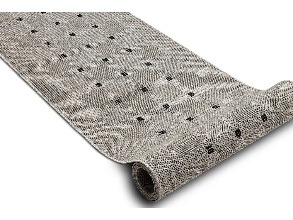 PASSADEIRA SIZAL FLOORLUX modelo 20079 prata / preto 80x380 cm Resistente Manchas