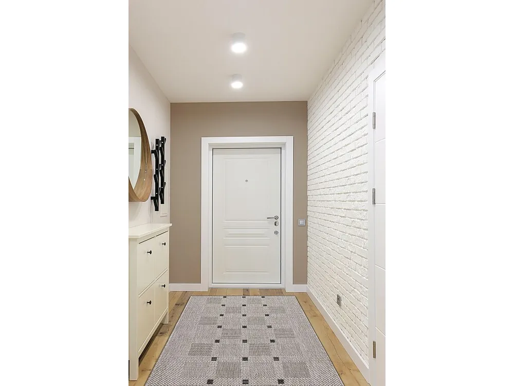 PASSADEIRA SIZAL FLOORLUX modelo 20079 prata / preto 80x380 cm Resistente Manchas