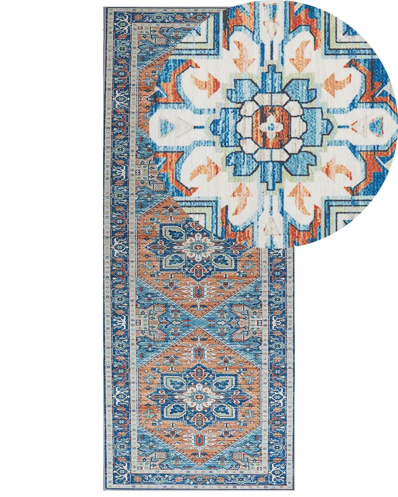 Tapete Antiderrapante Tapete azul e laranja 80 x 200 cm RITAPURAM