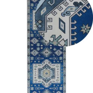 Tapete azul e creme 80 x 200 cm PARVAKADLI Design Moderno Geométrico