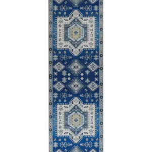 Tapete azul e creme 60 x 200 cm PARVAKADLI para Sala de Estar