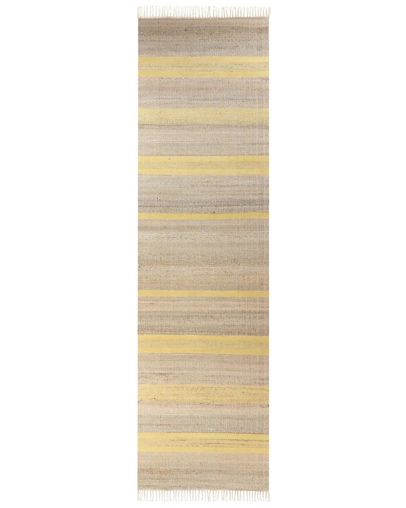 Tapete com Bordado Tapete de juta creme e amarelo 80 x 300 cm TALPUR