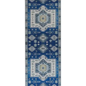 Tapete de Entrada Tapete azul e creme 70 x 200 cm PARVAKADLI