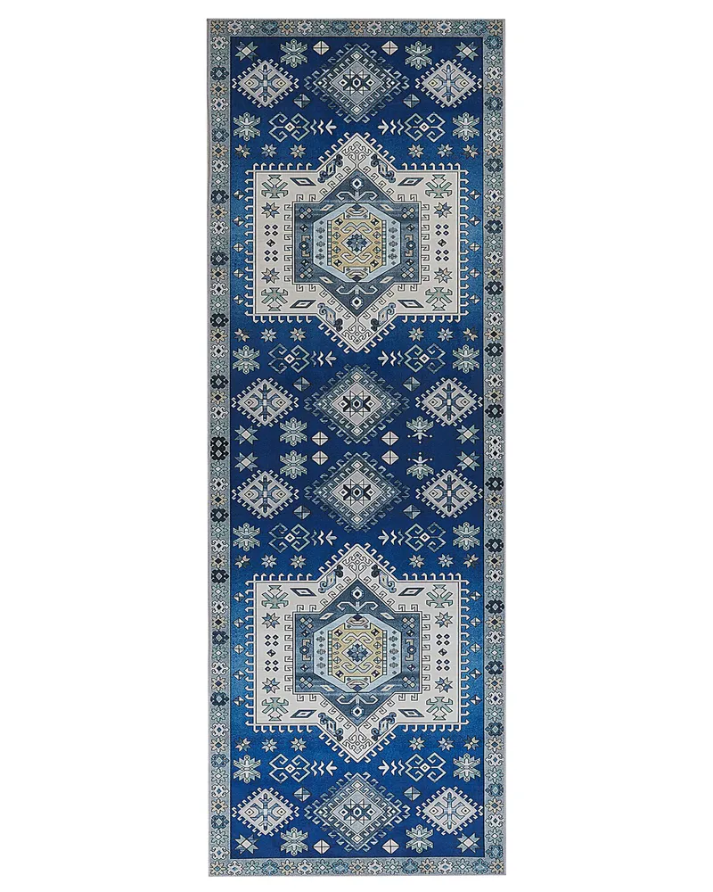Tapete de Entrada Tapete azul e creme 70 x 200 cm PARVAKADLI