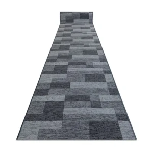 Tapete de Fibra Natural Passadeira antiderrapante ICONA cinzento 80x520 cm