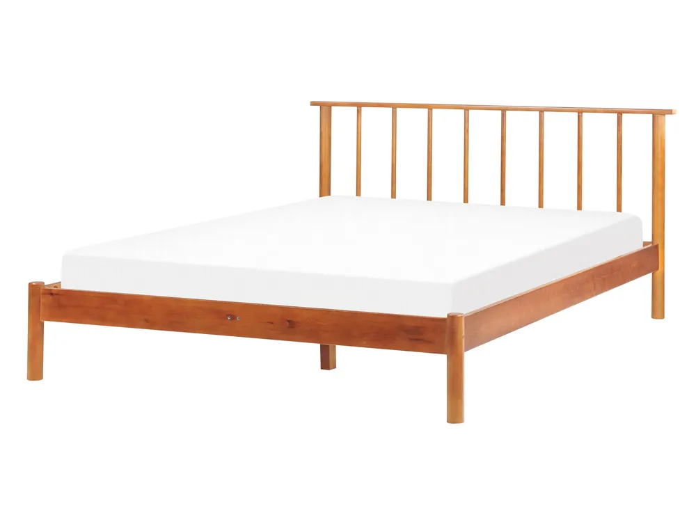 Cama de casal em madeira clara 140 x 200 cm BARRET II Diâmetro 10 mm