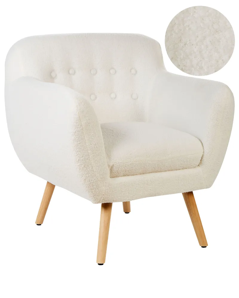 Fecho Magnético Poltrona MELBY Bouclé Branco