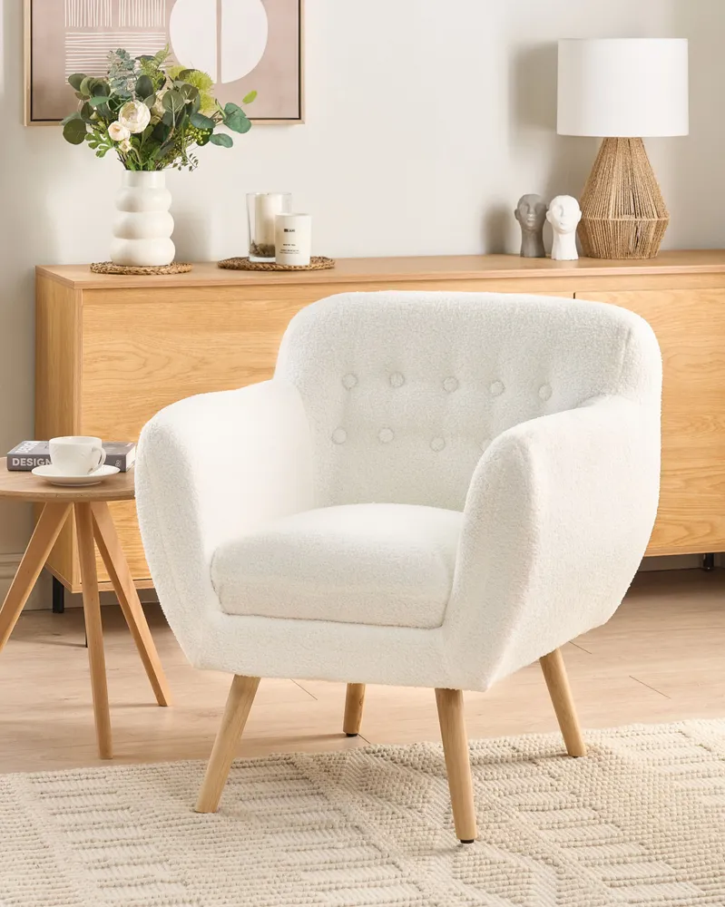 Fecho Magnético Poltrona MELBY Bouclé Branco