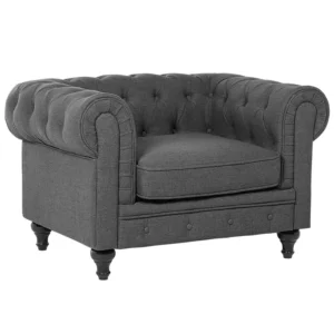 Poltrona CHESTERFIELD Tecido Cinzento em ço Inoxidável