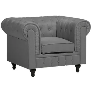Poltrona CHESTERFIELD Tecido Cinzento nítido