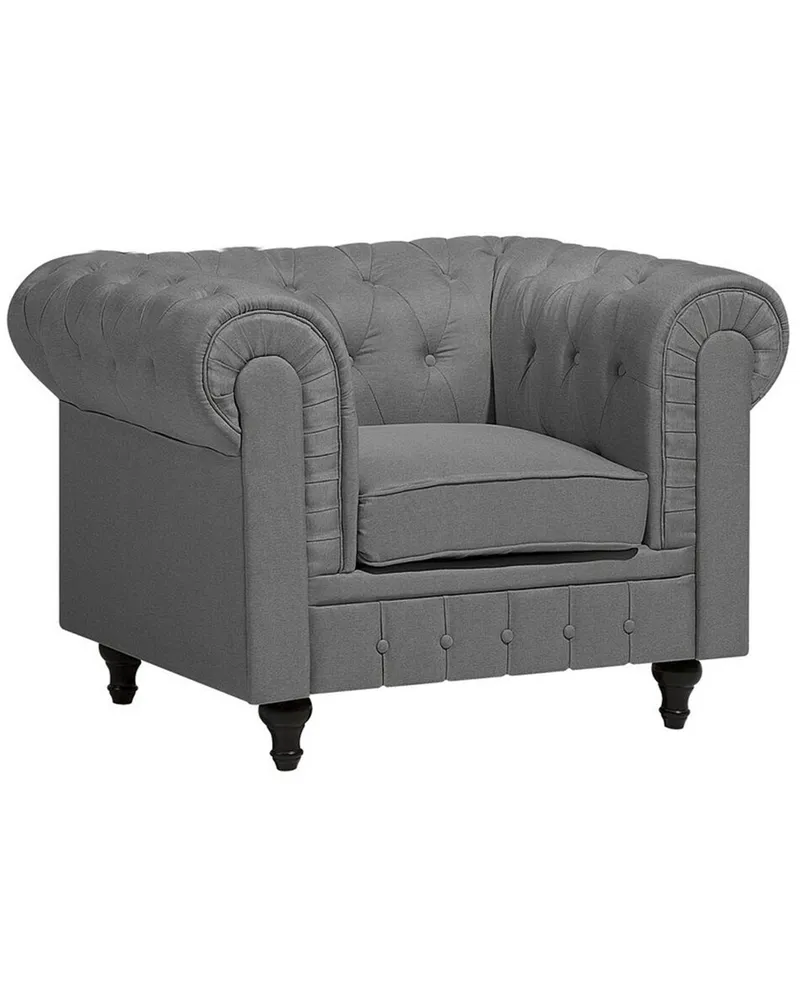 Poltrona CHESTERFIELD Tecido Cinzento nítido