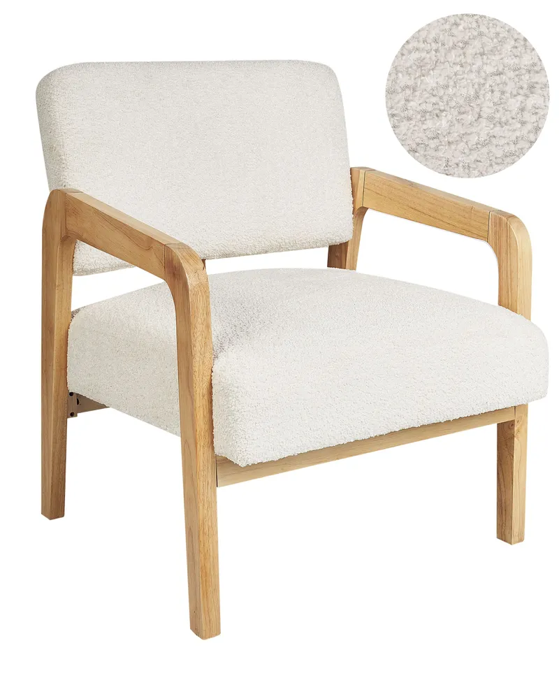 Poltrona HJO Bouclé Branco creme Material Resistente