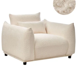 Poltrona JAMSA Bouclé Branco creme Kit com 20 Peças