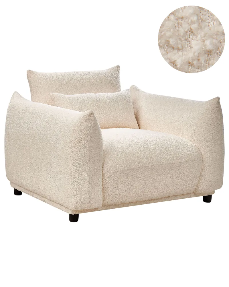 Poltrona JAMSA Bouclé Branco creme Kit com 20 Peças