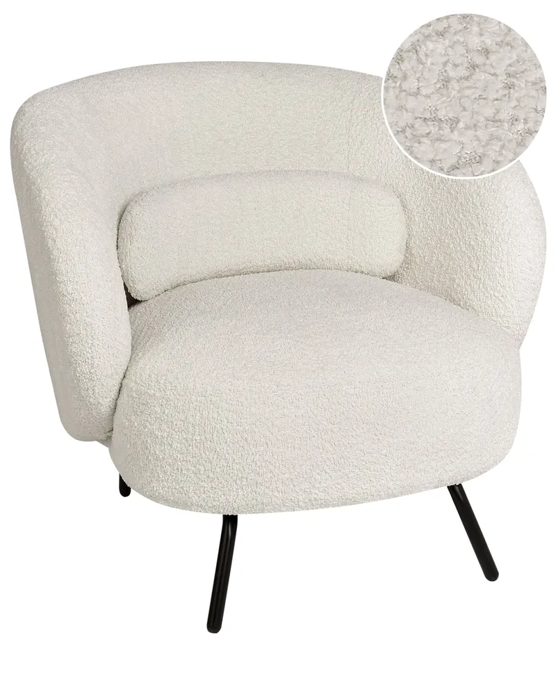 Poltrona MAKELA Bouclé Branco creme em ço Inoxidável